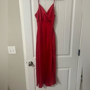 NWT Zara red satin dress with button detail and slit